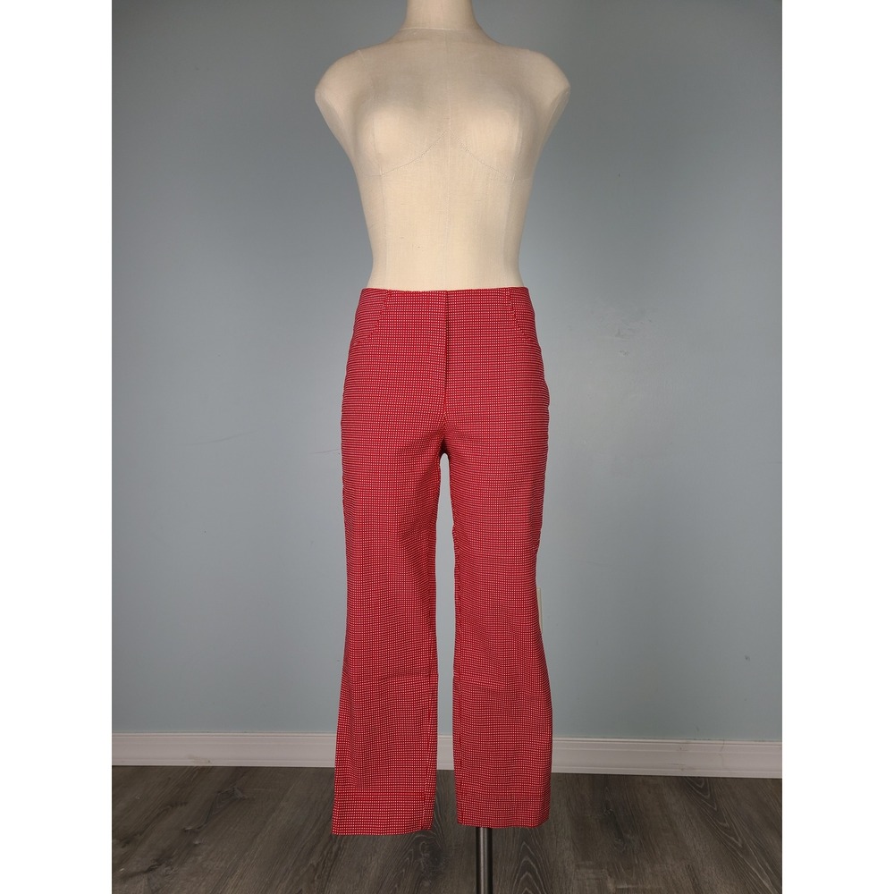 Stehmann Sz 6 Capri Pants Red Gingham Stretchy Fitted Euro Summer Retro 50s Y2K